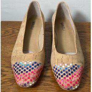Vaneli Frankie Natural Cork Multi-Color Slip On Leather Loafer Flats Size 8 1/2